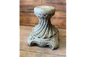 J AND L STONE ORNAMENTS STONE GARDEN ROUND SOLID ART DECO STYLE HEAVY PLINTH COLUMN PEDESTAL ORNAMENT