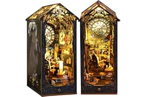 SHYLAMB DIY Book Nook Kit - DIY Miniature Dolls House Kit with Furniture and LED Light, 3D Puzzle Wooden Art Bookends, Model Kits for Adults to Build (Detective agency)