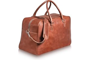 Reisetasche Canopus - Weekender aus Leder für Damen und Herren I Handgepäck Wochenend Echtleder Tasche mit Schultergut und 15 Zoll Laptopfach Cognac