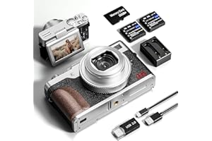 NBD Digital Camera for Photography,4K 56MP Vlogging Camera for YouTube, 180°Flip Screen Digital Point and Shoot Camera with 16X Zoom, Compact Camera for Beginner with 32GB SD Card (Silver)