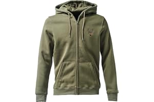 BADDERY Veste polaire: Cerf - Cadeaux pour un Chassseur - Veston pour la chasse - Vêtements de travail - Fleece Jacket Outdoor - Montagne - Sport - Loisirs - Verte - Unisex