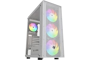 Oversteel - Azurite Caja Pc Gaming Compatible con Placas ATX, Micro ATX e ITX, 4 Ventiladores 120mm A-RGB Incluidos, Frontal Mallado, Instalación Vertical, Cristal Lateral Templado, USB 3.0, Blanco