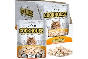 COOKHOUSE 100% Chicken Breast Freeze Dried Luxury Cat Treats - 12 x 10g Bags - 100% Natural - Grain Free - High Protein - Low Fat