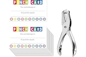 HEBAYY Trousse de cartes perforées 215 PCs Motivation/Corvée/Responsibilité/Assiduité/Progrès des devoirs Carte de suivi (9 x 5 cm) avec perforateur