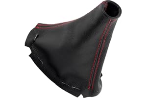 AERZETIX - C62984 - Soufflet de levier de vitesse en cuir véritable - compatible avec Citroen C3 Picasso de 2009 à 2017 - couleur : noir avec surpiqûres rouges - pour boîte de vitesse manuelle