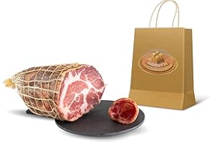 Moretti® | Capocollo Condimentado Dulce y Picante | Rebanada 750g/900g Envasado al vacío | Capocollo Artesano | Salami Calabrese | En tabla de cortar de madera de aliso de regalo (Dulce)