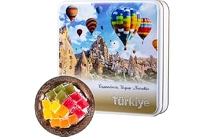 NEST & NIBBLE Turkish Delight Gift Box Lokum Dessert Baklava Pastries Sweets Gift Box In Elegant Tin Corporate, Christmas, Thanksgiving Food Gifts For Women, Mens, Mum, Dad (Lokum MixedFruits)