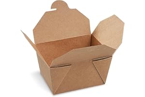 dinese - 100x Premium Einweg Foodbox 650ml - To Go Verpackung/Box aus Kraftpapier - Reisbox & Nudelbox als Lunchbox mit Faltverschluss - Snackbox Take-Away für Salate, Bowls, Reis- & Nudelgerichte