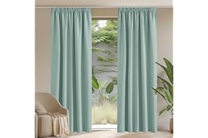 PONY DANCE Zasłony zaciemniające, z taśmą marszczącą, nieprzejrzyste, 2 sztuki, wys. 260 x szer. 140 cm, do salonu, termiczne, ochrona przed zimnem, letnia zieleń