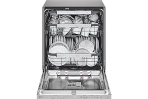 LG DB597TXS, Energieklasse A -20%, vollintegrierbarer Geschirrspüler, Spülmaschine mit Besteckschublade, automatische Türöffnung bei Trocknung, Dampfreinigung, besonders leise, Silber