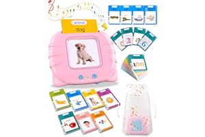 KLOIRA 510 Words Talking Flash Card Speaking English, Early Educational Toys for 2 3 4 5 6 Year Old Baby Boys Girls, Pronunciation Lerning Toys Pink Birthday Gifts
