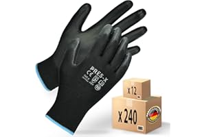MK-Glove Arbeitshandschuhe aus Polyurethan Herren (12 Paar) - Präzision Handschuhe fur Mechaniker - Atmungsaktiv Schutzhandschuhe mit Gutes Gefühl - Montagehandschuhe Werkstatt - Größe 10-L