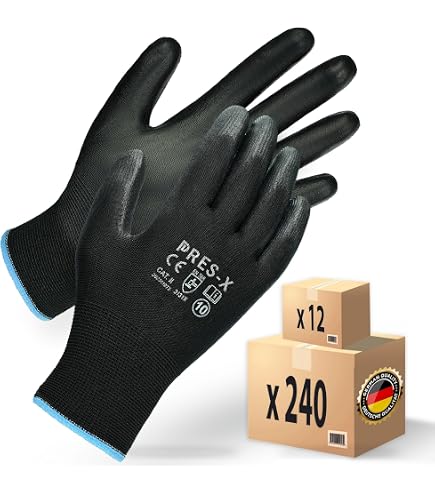 12 Paar SBS Nylonhandschuhe Größe 7 Bauhandschuhe Arbeitshandschuhe Schutzhandschuhe Montagehandschuhe Baumarkt