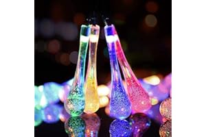 eaaerr Guirnalda Luces Exterior Solare, 9.5M 50 LED gota de agua hada solar, Impermeable 8 Modos Interior y Exterior Cadena de Luces Solares para jardín, hogar, boda, fiesta, Navidad (Multicolor)