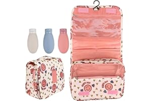 Pakana® Neceser de Viaje con Botes Reutilizables de Regalo - Hombre y Mujer- Cosmeticos - colgable (Smile - Pink)