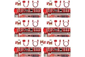 YBBOTT V013-PRO PCIE Riser Express Kabel 1X auf 16X (6Pin) GPU Riser Karte mit 10 Feststoffkondensatoren für Bitcoin Litecoin Ethereum Mining Rigs.(6Stück)