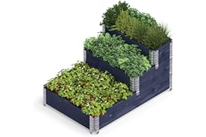 Upyard Stepped Bed - Moderna bancal elevada de Marco de palé, Modular, multinivel, de Madera Natural, para jardín y terraza, 120 x 80 x 58,5, Color Negro