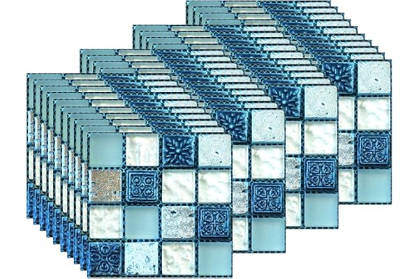 FBBULES 40PCS Stickers Carrelage, Carrelage Adhesif Mural Cuisine Salle de Bain Carreaux Mosaique Autocollant Stickers Muraux Autocollant Decoratif (10 X 10 cm / 4 X 4 Pouces)