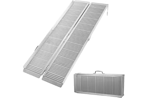Wiltec Rampe pour Fauteuil Roulant – 1525 x 720 x 50 mm – capacité de Charge 270 kg – en Aluminium – Profil antidérapant – Rampe d'accès 2X Pliable Mobile pour Chaise Roulante, Handicapé, PMR
