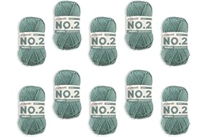 ‎MYBOSHI myboshi No.2 Baumwolle zum Häkeln, Baby Wolle, vegane Wolle zum Stricken, 60 Grad waschbar, für Baby und Amigurumi, 50g, Ll 100m Grün (Agave) 10 Knäuel