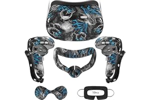 TYASOLEIL VR Silicone Case Compatible with Meta/Oculus Quest 2, VR Accessory Set, Include Controller Grip Leather Cover, VR Shell Cover, Face Cover, Lens Cover & 10PCS Disposable Eye Cover