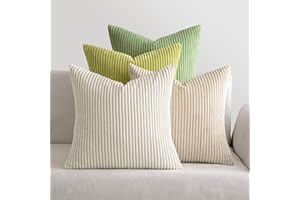 MIULEE aksamitna poszewka na poduszkę w prążkowane kwadraty, dekoracyjne, miękkie, miękkie, aksamitne w paski, zestaw 4 sztuk, do wystroju wnętrz, na sofę do sypialni 40 x 40 cm, zielone