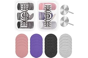 BELICOO 120Pcs Sanding Paper Disc w/ 2 Metal Bit, 80/120/180/240 Grit Round Pedicure Replacement Sanding Discs for Electric Nail File Bits, Foot File Sandpaper Discs for Dead Skin Foot Callus Remover