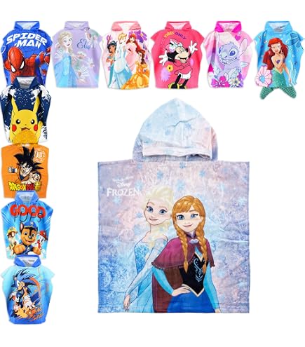 Kids Euroswan Frozen Character Poncho Towel - Cotton, 120cm X 60cm (47" X 24")