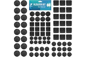 shinfly set di 60 Feltrini Adesivi per Mobili Sedie, Sottosedie Rotondi Quadrati, 3mm di spessore, Antiscivolo, per Mobili Pesanti