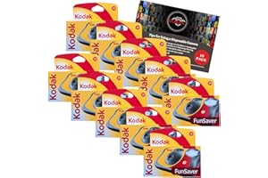 Clikoze Lot d'appareils photo jetables – Comprend 10 paquets d'appareils photo Kodak Funsaver à usage unique 35 mm avec 39 poses et carte d'astuces pour photographie Clikoze