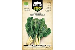 SEMILLAS BATLLE Graines biologiques - Bette à carde à carde et côtes blanches (360 graines - biologiques), Vert, blanc.