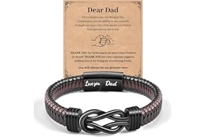 CheersLife Knot Bracelet Gifts for Men Brown Braided Leather Infinity Bracelets Lettering Love You Forever Gifts for Son Grandson Husband Boyfriend Brother Teacher Valentine's Day Graduation Gifts