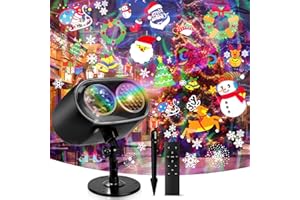 Charmofun 2 in 1 Projektor Weihnachten Aussen, Weihnachtsprojektor Outdoor mit 2.4GHz Fernbedienung für Bildwechsel, Timer, 12 Mustern 8 Wasserrippel, IP65 Halloween Projektorfür Outdoor Fenster