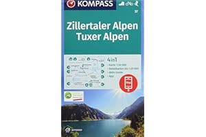 KOMPASS Wanderkarte Zillertaler Alpen, Tuxer Alpen: 4in1 Wanderkarte 1:50000 mit Aktiv Guide und Detailkarten inklusive Karte zur offline Verwendung ... Skitouren. (KOMPASS-Wanderkarten, Band 37)