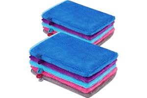 PHOGARY 10 Gants de Douche en Microfibre (5 Couleurs) Taille 15 x 21 cm, Gants de Douche en Flanelle, Super Doux