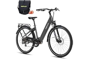 DERUIZ Bicicleta Electrica Urbana 28 Inch, Quartz/Marble Ebike,Aluminio, Shimano 7v, Frenos de Disco, Batería Integrada y extraíble Litio 48V644Wh
