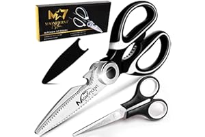 MAGNIFICENT 7 STAR Magnifiche forbici da cucina affilate e resistenti con copertura di sicurezza e regalo, utensile da cucina multifunzione, forbici da cucina per pollame, pesce, carne, verdure, ossa e noci barbecue