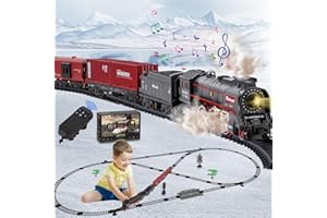Joellfuner Tren Electrico Juguete Niños, Electrico Trenes de Navidad, Clasico Tren de Juguete con Vapor, Luces y Sonidos, Decoración de Navidad Regalos de Cumpleaños (telecontrol)