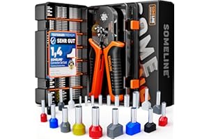 SOMELINE Set di Puntalini, 21 Tipi [0,25-10mm²] Capicorda Elettrici a Crimpare, Crimpatrice Puntalini Esagonale, Pinza Crimpatrice Capicorda, Pinza Capicorda, Attrezzi Elettricista, Kit Elettricista