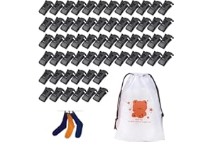 TAFACE 60 pinzas para calcetines, 1 bolsa de almacenamiento con cordón, pinzas para calcetines con ganchos, para sujetar y almacenar calcetines combinados, pinzas multiusos (negro)