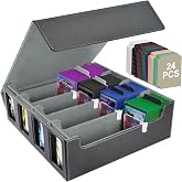 Aolso Caja de Barajas para Cartas，Deck Box para 2400+ PTCG Cartas sin Fundas, Flip Caja de Almacenamiento de Tarjeta con 24Ca