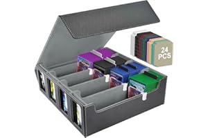 Aolso boîtes de rangement pour cartes à collectionner, Deck Box pour cartes Magic The Gathering, cartes à collectionner Boîte 3000+ cartes simples, Game Card Deck Case Box(Noir avec gris)