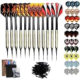 Sinwind 12 Plastic Tip Darts for Electronic Dartboard, Professional Electronic Dartboard Darts + 42 Flights of 14 Patterns +