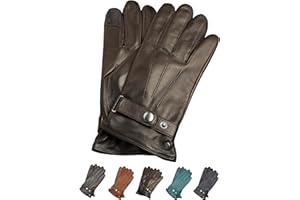 AKAROA ESTD 2019 Lederhandschuhe Herren RON, Touchscreen Funktion, italienisches Leder, recyceltes Strickfutter aus 50% Kaschmir und 50% Wolle, 5 Größen S - XXL