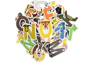 GUYI GYGYL 72 Pieces Iron on Letters and Numbers Patches, Animal Letter Patches Alphabet Embroidered Patch A-Z, Numbers 0-9 Applique for Clothes, Dress, Hat, Socks, Jeans, DIY Accessories