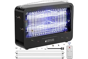 Lampada Antizanzare Da Esterno Interno, YeXhot Zanzariera Elettrica 20w 4000v Luce Uv,Lampada Zanzare Con Telecomando E 2-14H Timer, Mosquito killer Adatto Per Casa Patio, 2 Lampadine Di Riserva（Nero）