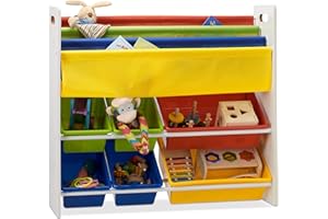 Relaxdays Estantería infantil con cajas, Estantes colgantes, Mueble de almacenaje, Multi-color, 78,5 x 86 x 26,5 cm