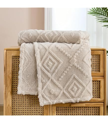 Exclusivo Mezcla Deken, Knuffeldeken Fleece Dekentje voor Bank, Superzachte en Warme Sofahoeslakens Woondeken, 130x150 cm, Camel