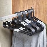 Deconox Slim Askı 10'lu Set - Siyah İnce Profil Elbise Askısı - 39x17 cm Dolap İ&ccedil;i Yer Kazandıran Sağlam Kıyafet Askısı