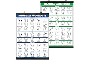 PALACE LEARNING QUICKFIT Dumbbell Workouts and Barbell Exercise Poster Set - with Plastic Frame 2 Chart Set - Dumbbell Exercise Routine & Barbell Workouts (18" x 24")